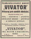 Vivator, přístroje pro umělé dýchání, ing. Mužík a Freiberg, Brno