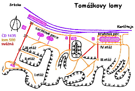 mapa tratí Tomáškova lomu